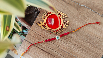 White Evil Eye Macrame Rakhi