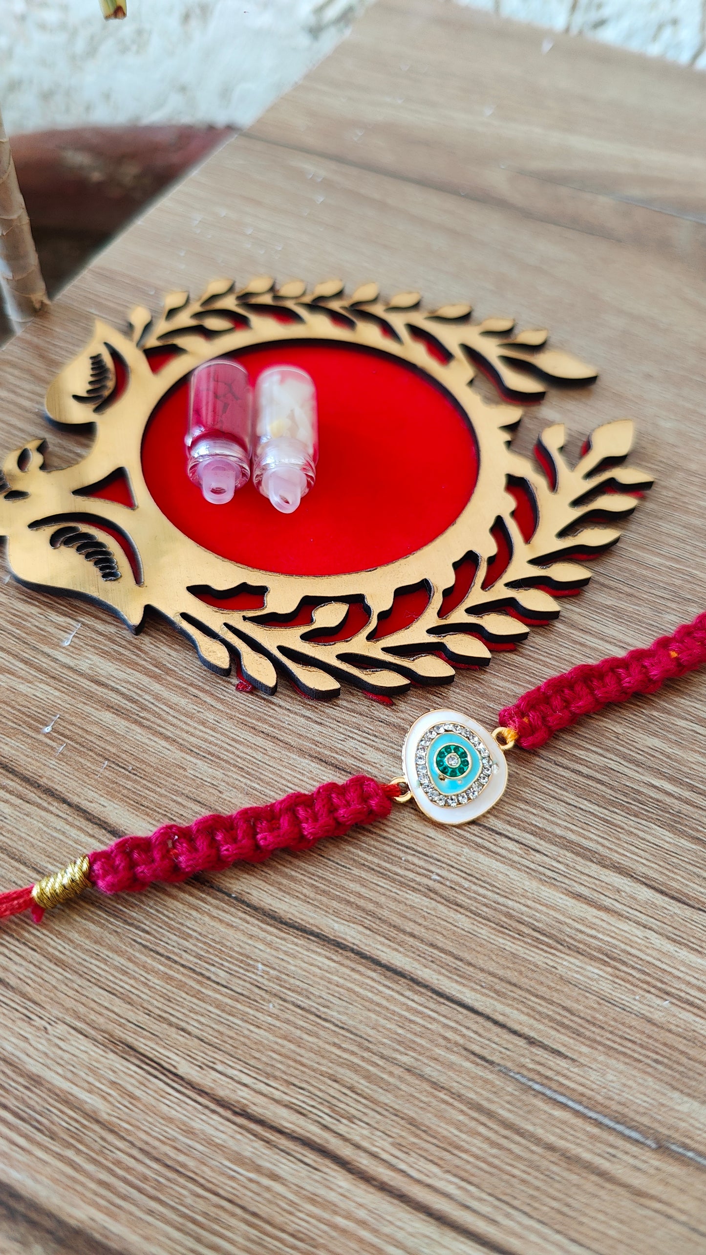 White Evil Eye Macrame Rakhi