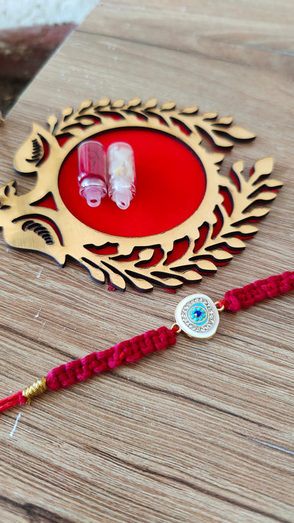 White Evil Eye Macrame Rakhi