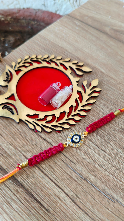 Eye shaped Evil Eye Macrame Rakhi