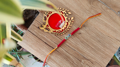 Infinity Blue Evil Eye Macrame Rakhi