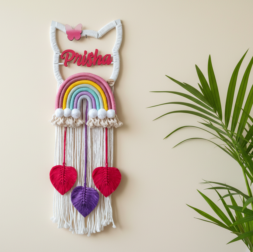 Macrame - Kids Nameplate Kitty Shape
