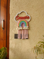 Macrame - Kids Name Plate Cloud With Rainbow & Hanging