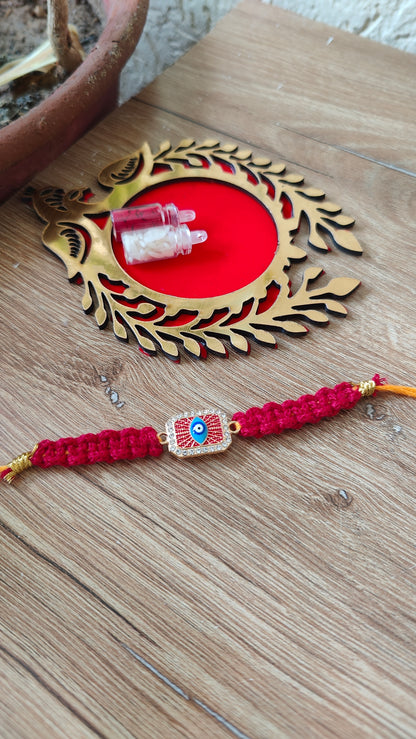 Brown Evil Eye Macrame Rakhi