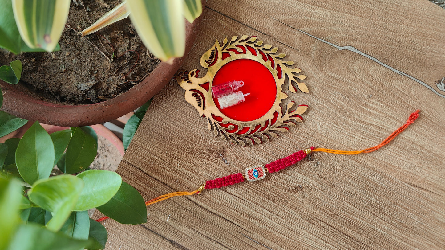 Brown Evil Eye Macrame Rakhi