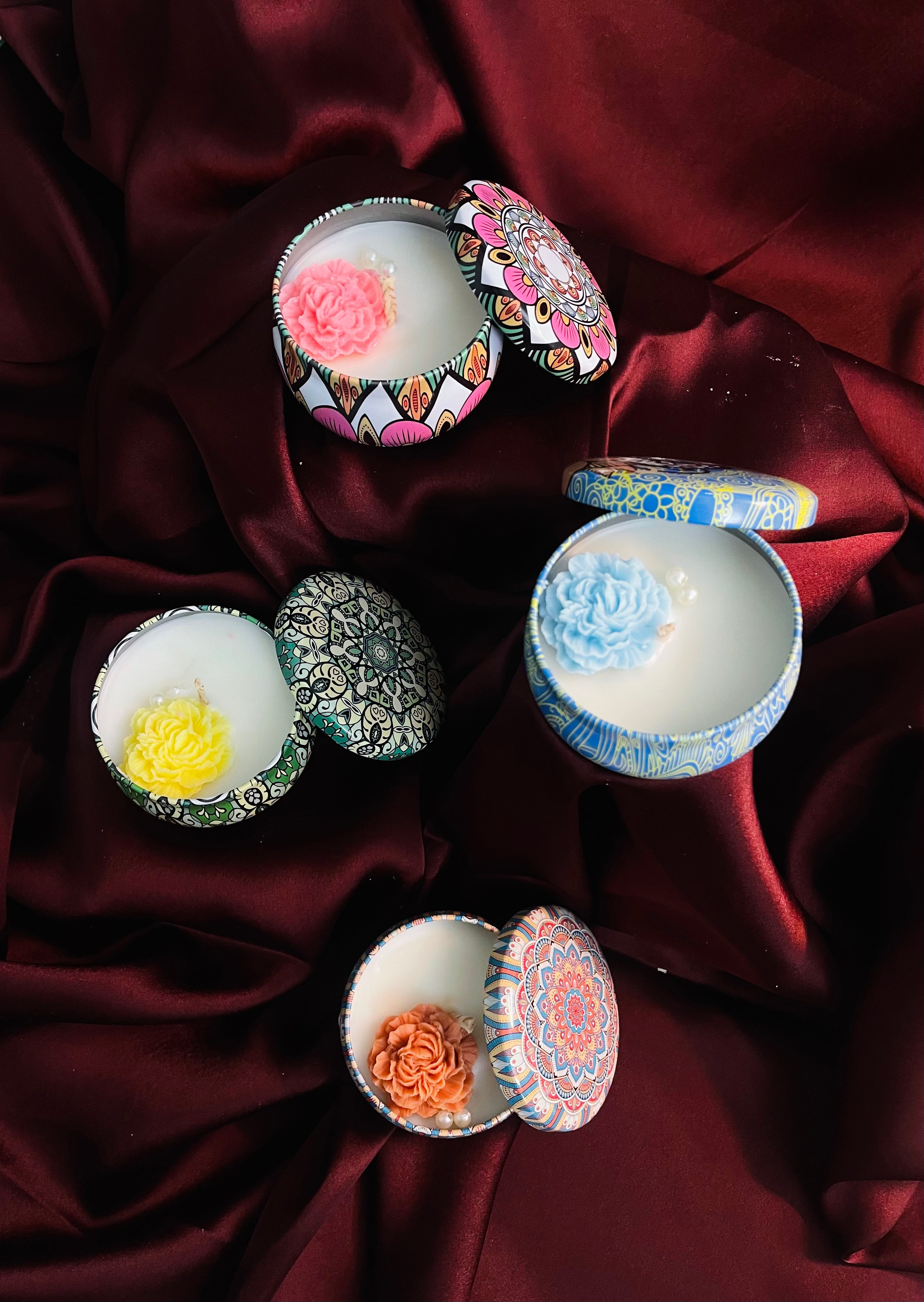 Mandala Tin Candle Gift - Set of 4