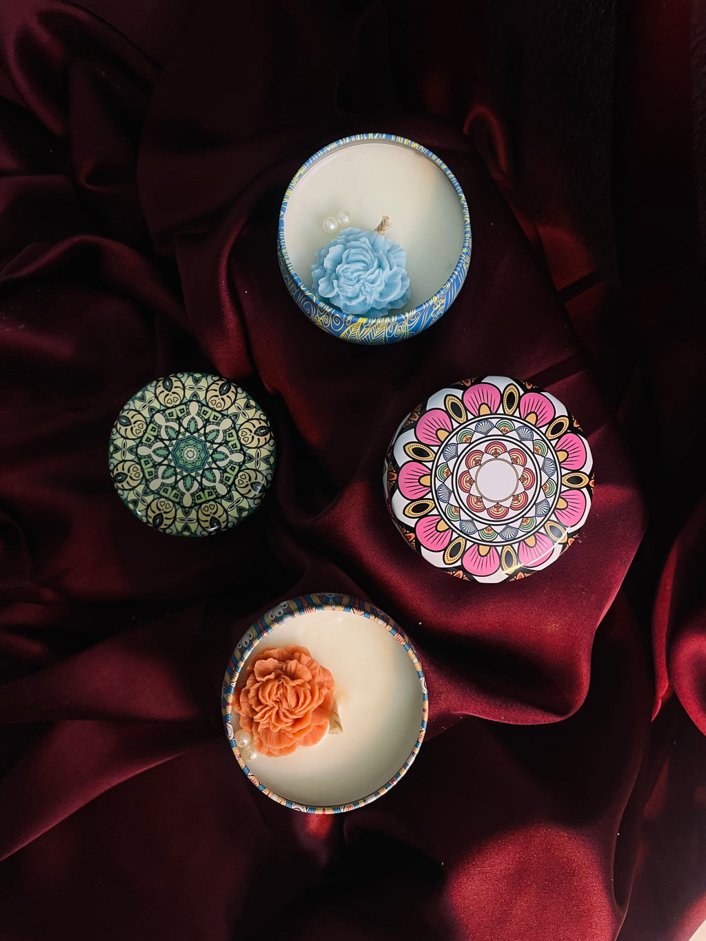 Mandala Tin Candle Gift - Set of 4