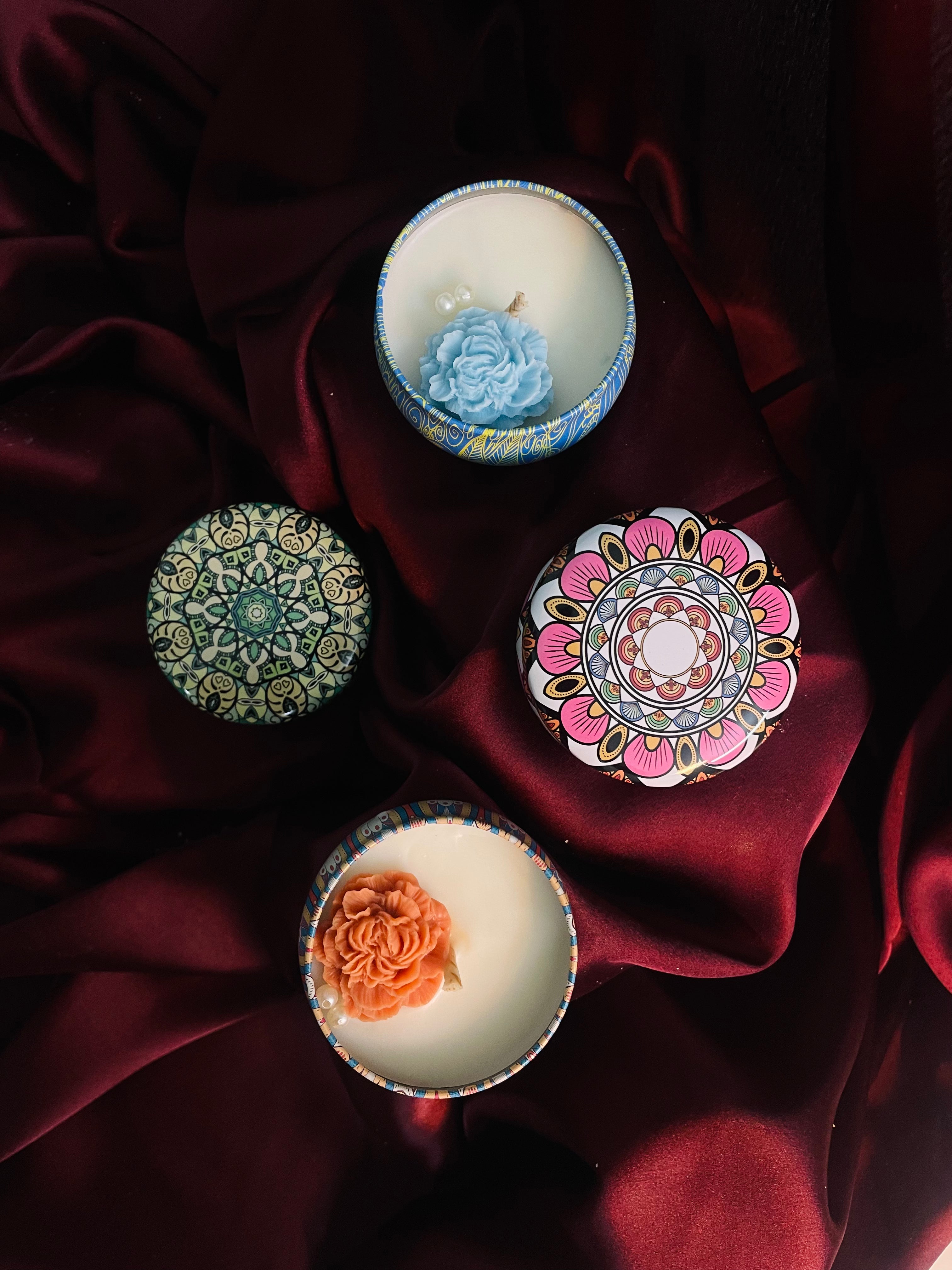 Mandala Tin Candle Gift - Set of 4