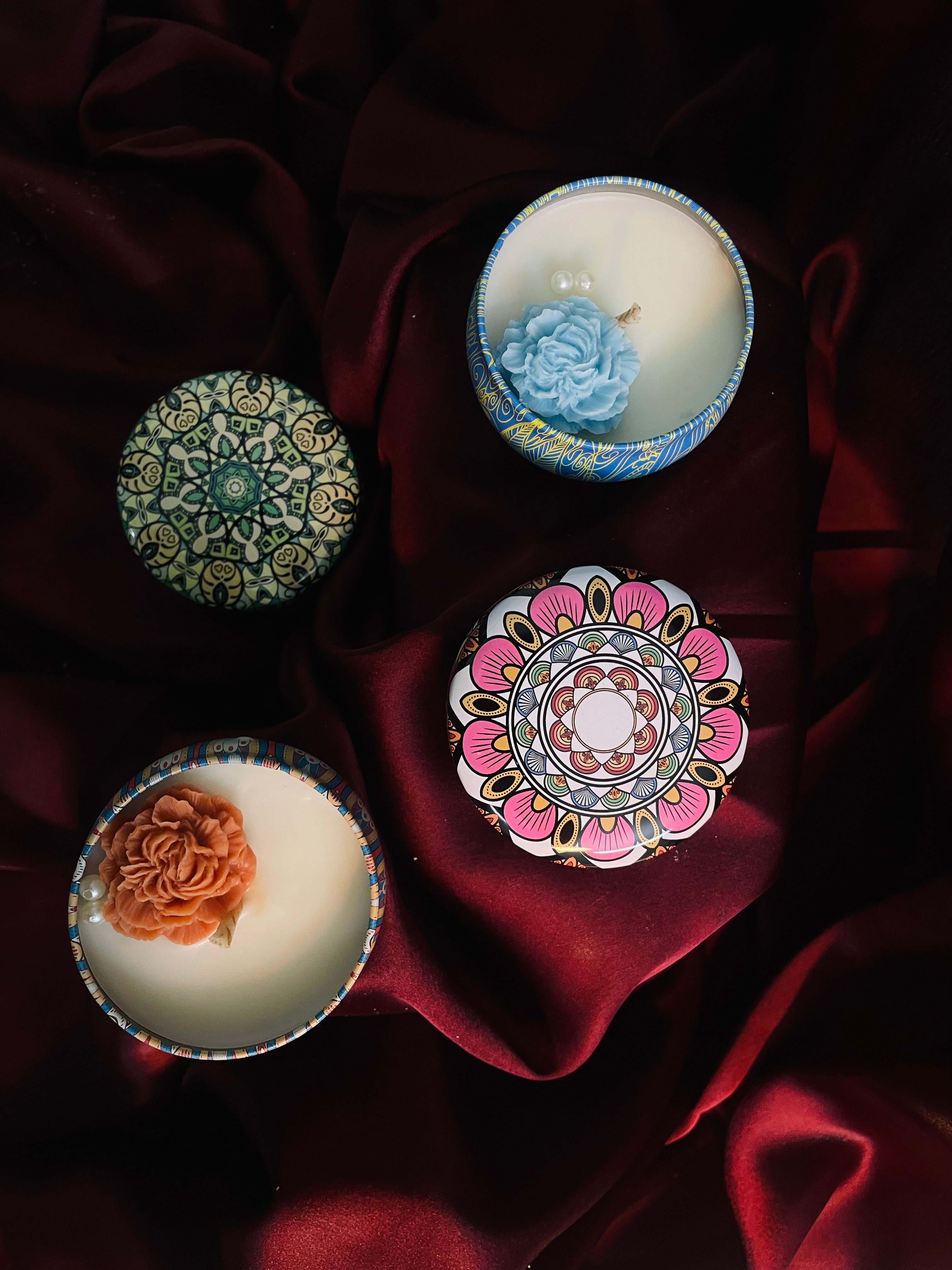 Mandala Tin Candle Gift - Set of 4
