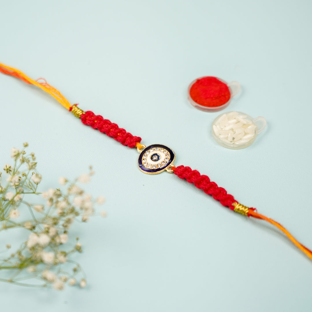 Navy Blue Evil Eye Macrame Rakhi