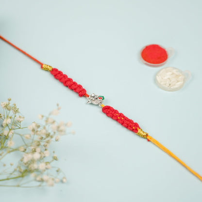 Silver Peacock Macrame Rakhi