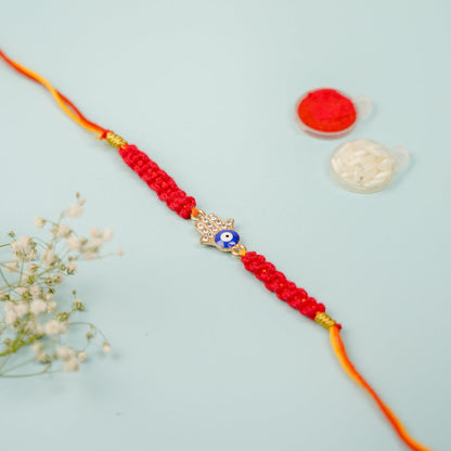 Hamsa Evil Eye Macrame Rakhi