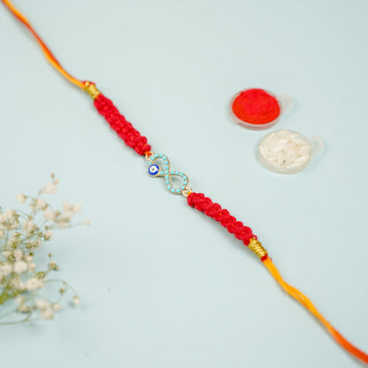 Infinity Blue Evil Eye Macrame Rakhi