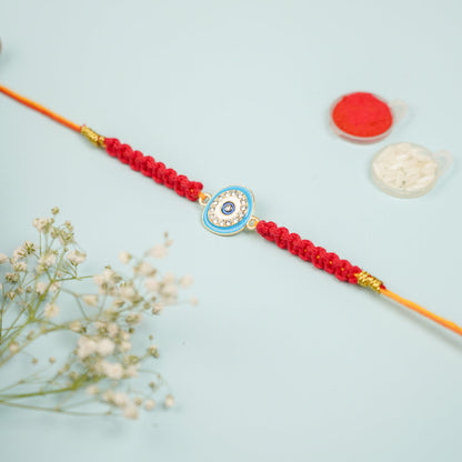 Sky Blue Evil Eye Macrame Rakhi