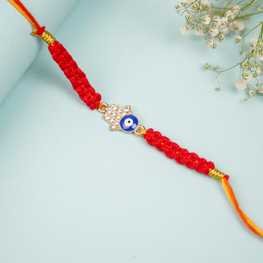 Hamsa Evil Eye Macrame Rakhi