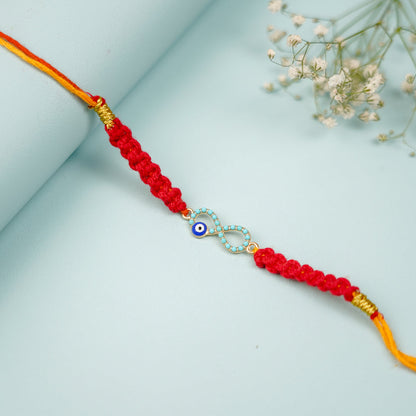 Infinity Blue Evil Eye Macrame Rakhi