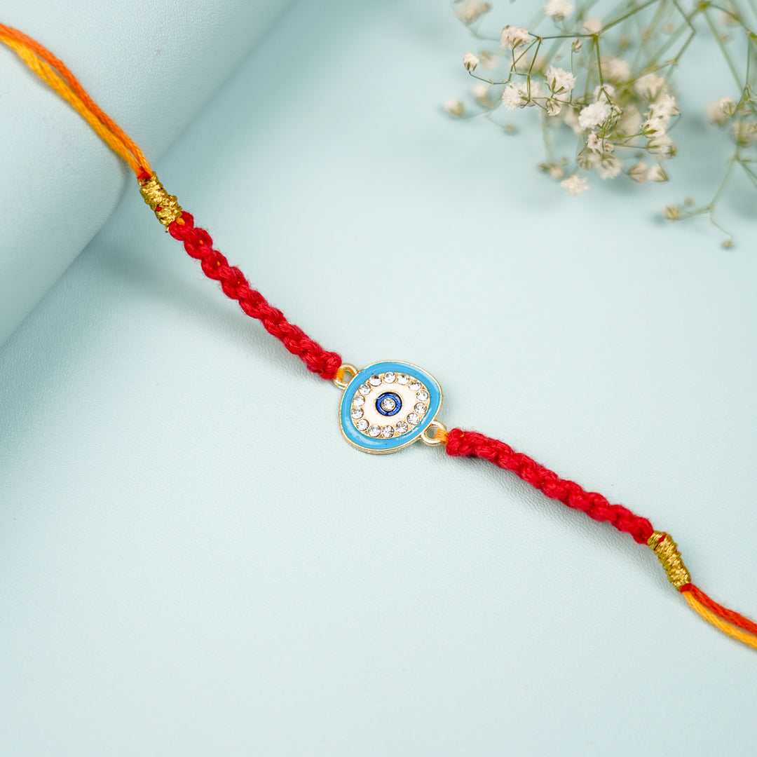 Sky Blue Evil Eye Macrame Rakhi