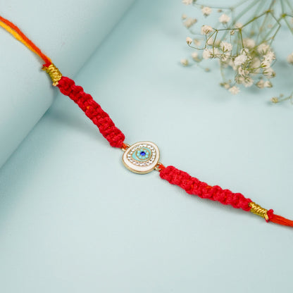 White Evil Eye Macrame Rakhi
