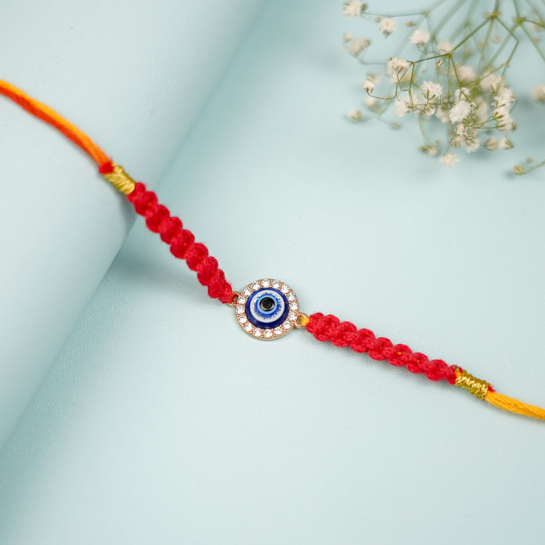 Circle Evil Eye Macrame Rakhi