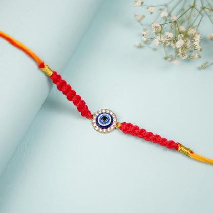 Circle Evil Eye Macrame Rakhi