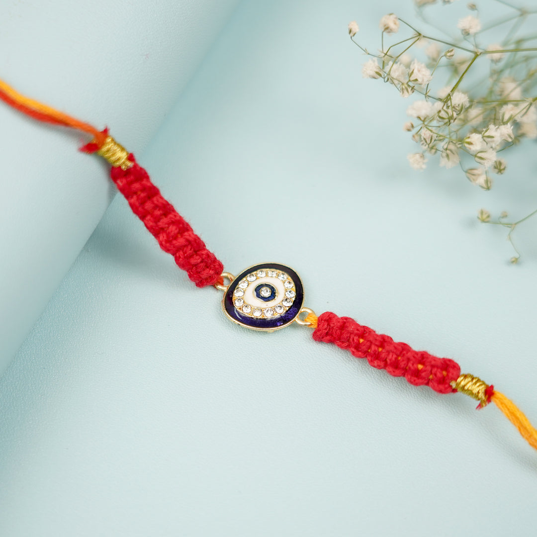 Navy Blue Evil Eye Macrame Rakhi