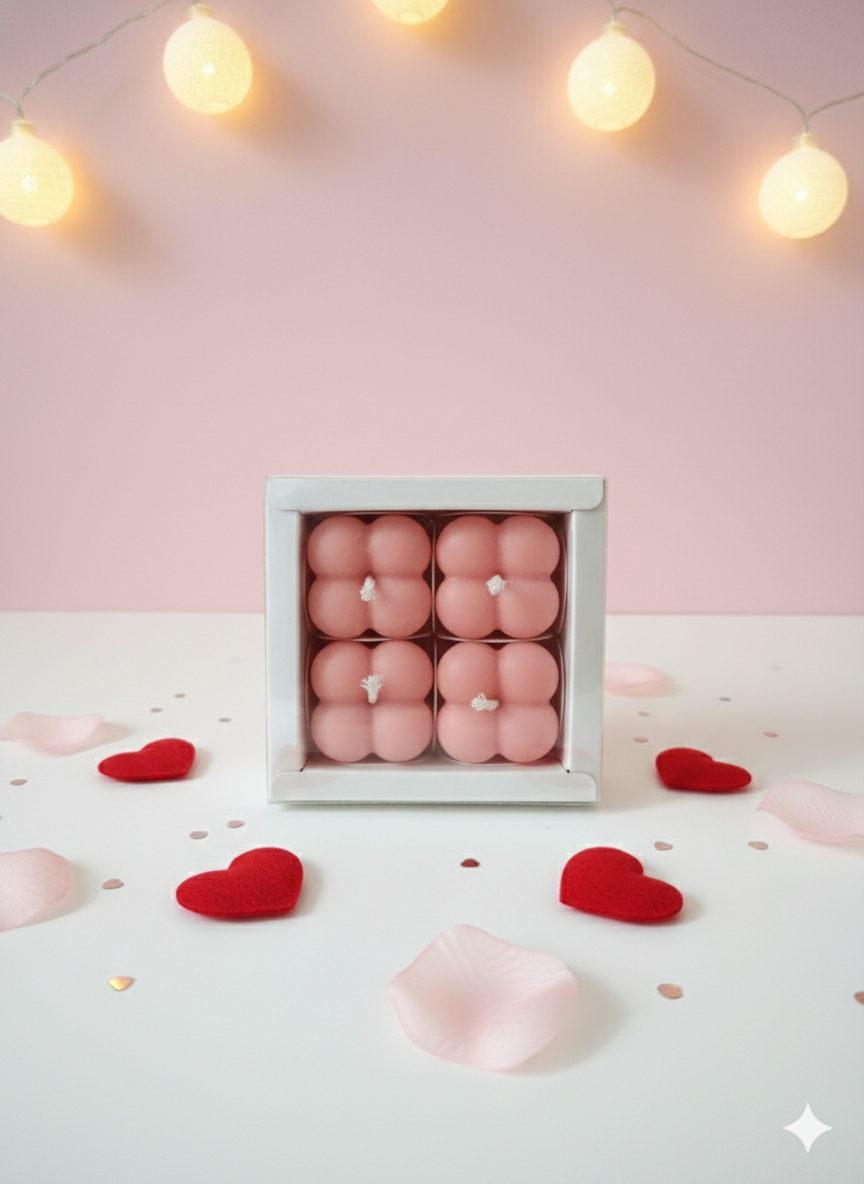 Valentine Collection - 4 Small bubble candles Set