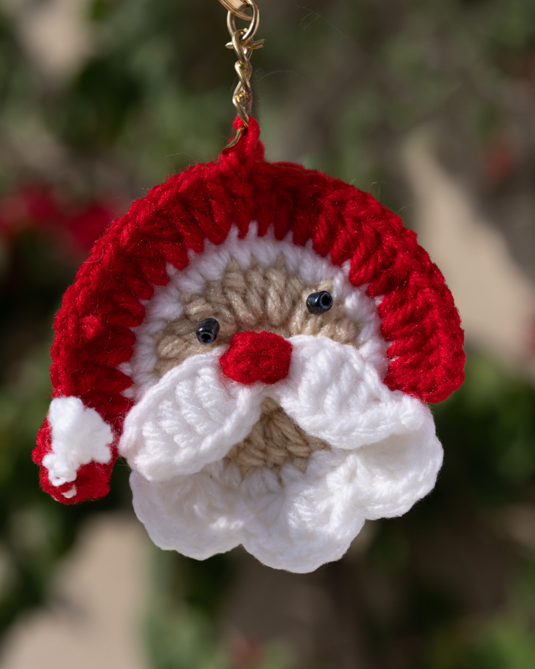 Crochet Santa Face Keychain