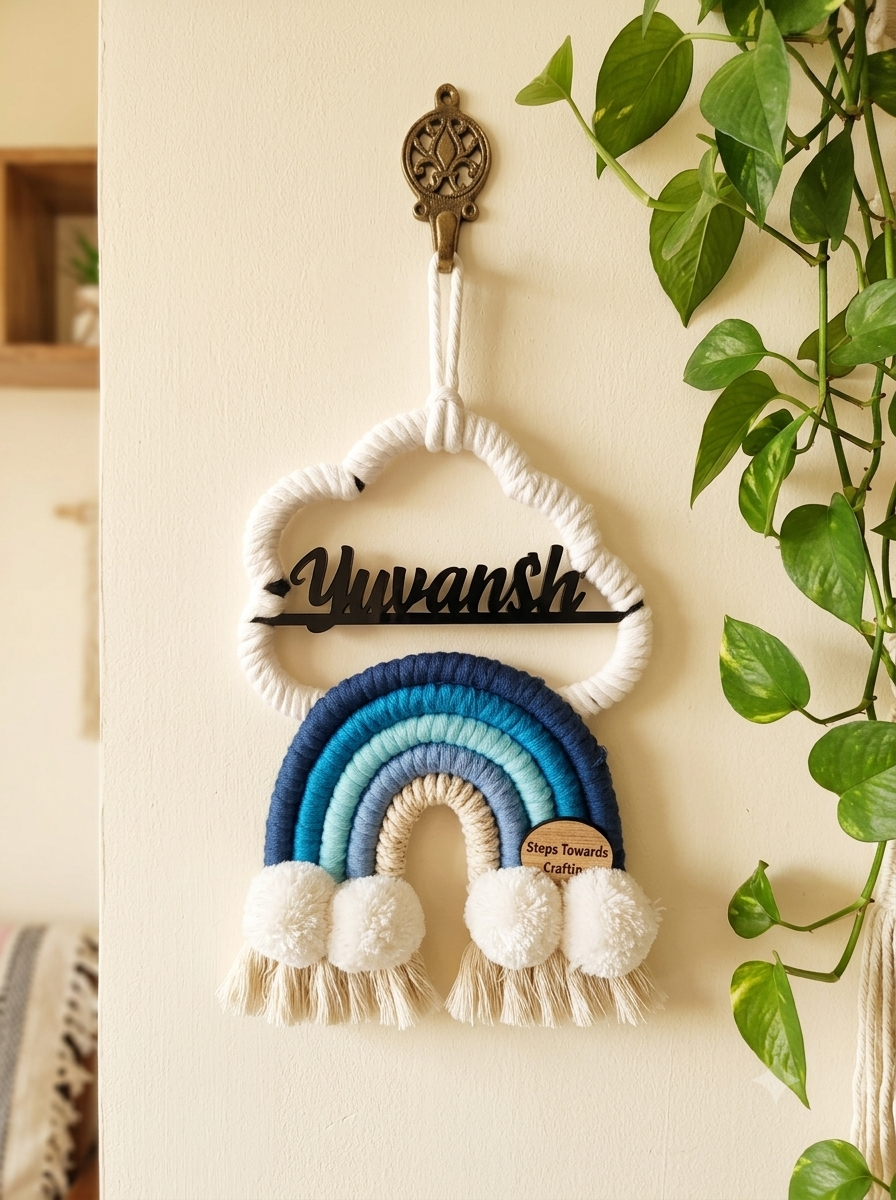 Macrame - Rainbow Nameplate / Car Charm