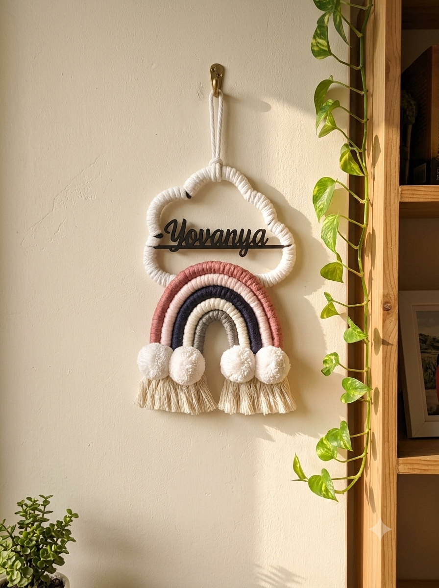 Macrame - Rainbow Nameplate / Car Charm