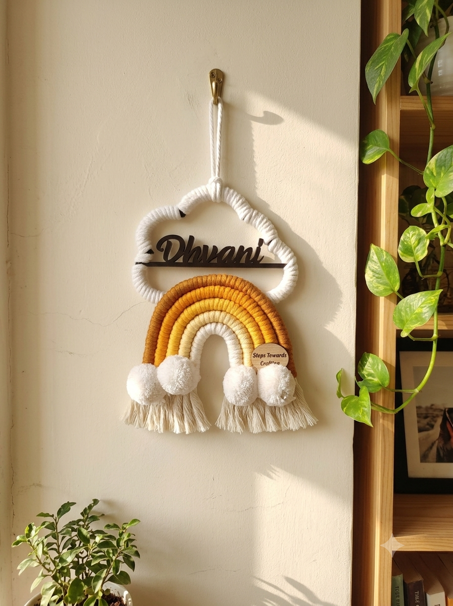 Macrame - Rainbow Nameplate / Car Charm