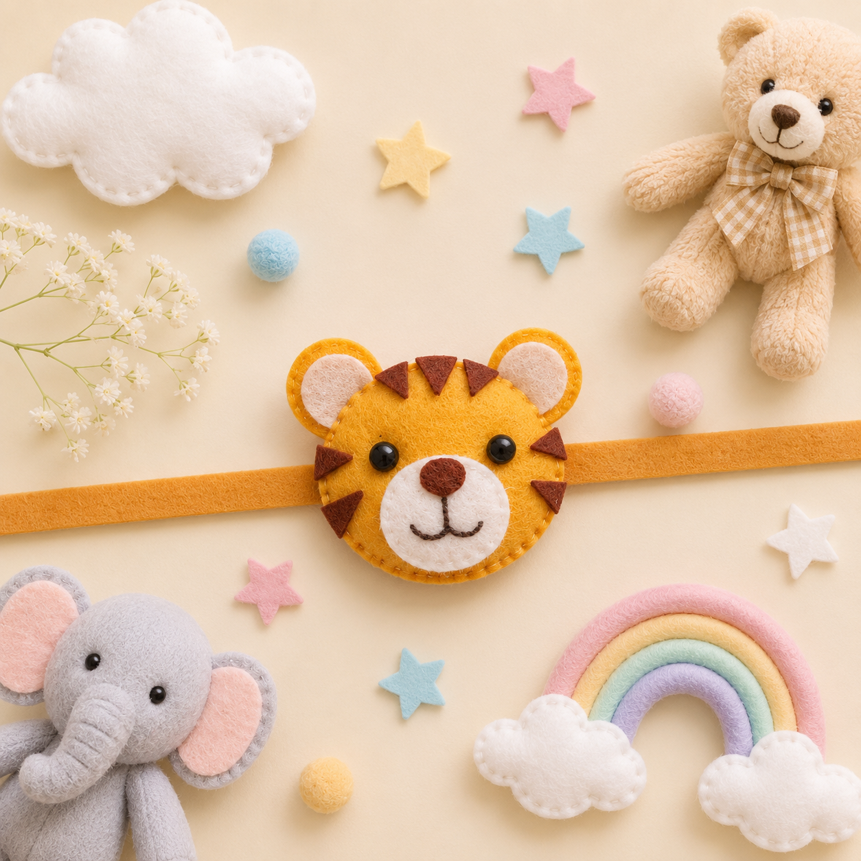 Felt - Tiger Rakhi for kids
