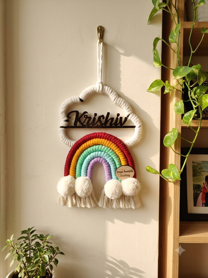 Macrame - Rainbow Nameplate / Car Charm