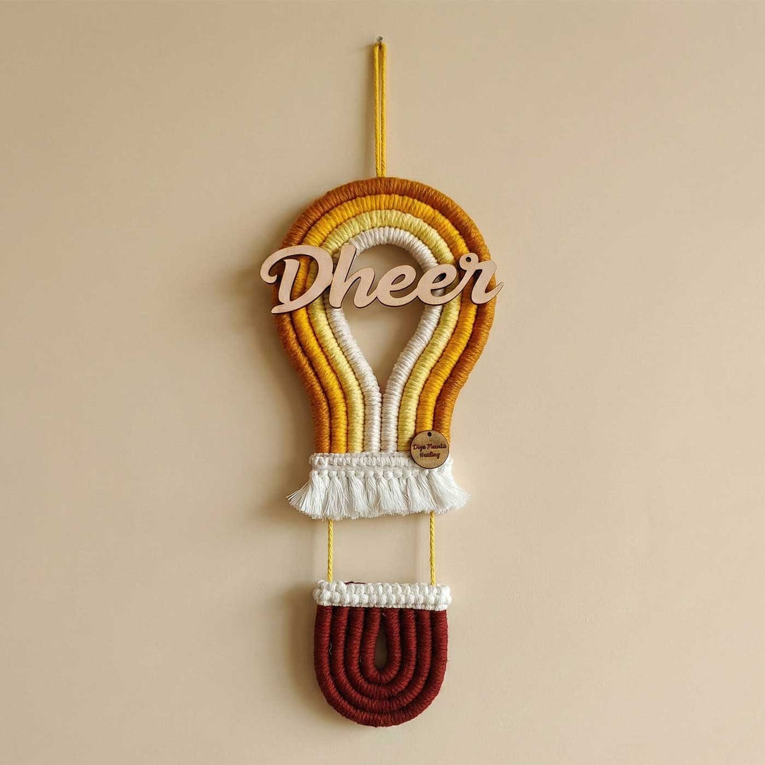 Handmade Macrame Hot Air Balloon Nameplate - Kids Room