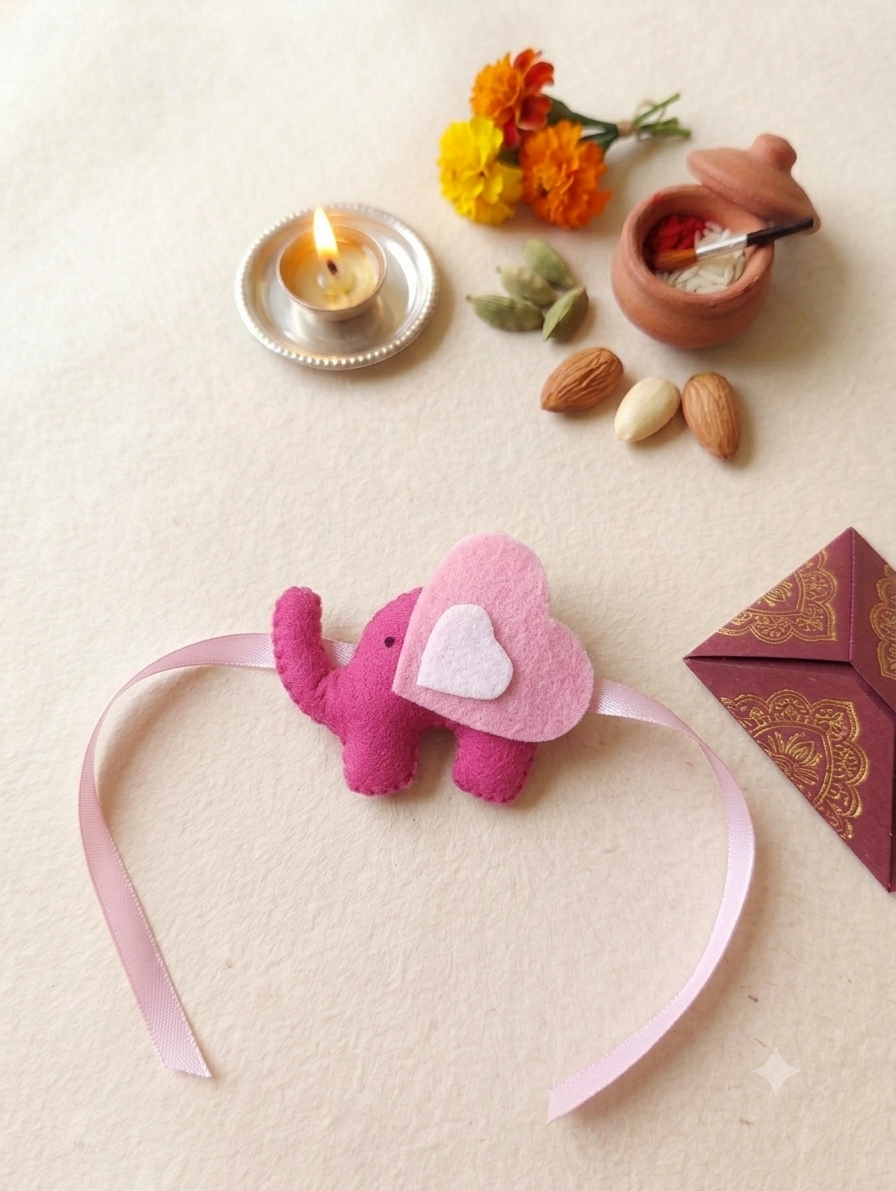 Felt - Elephant with Heart Rakhi for kids