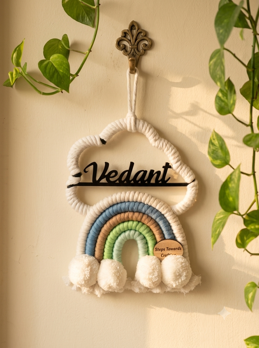 Macrame - Rainbow Nameplate / Car Charm
