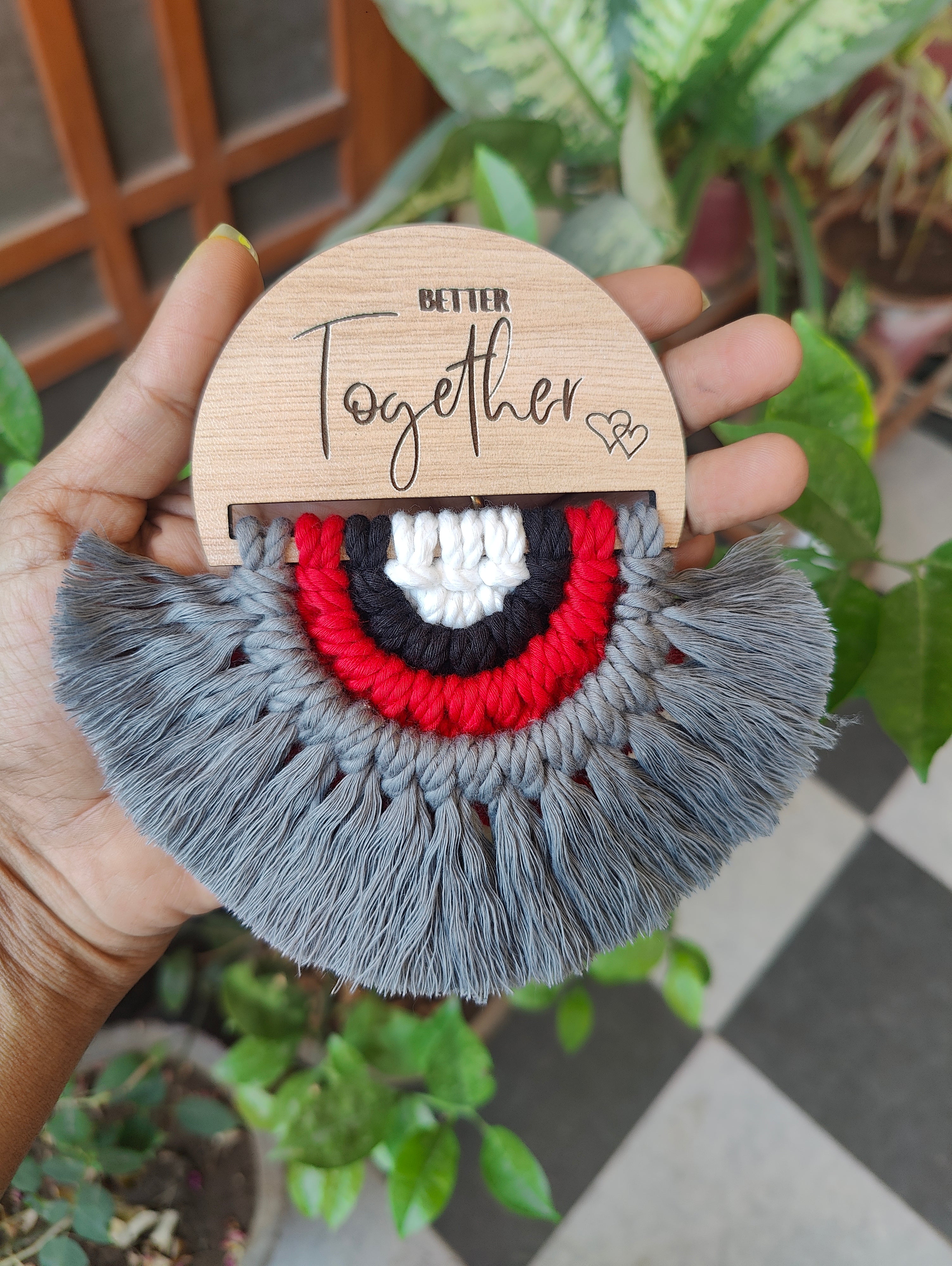 Macrame Semi circular Fridge Magnet / Hanging