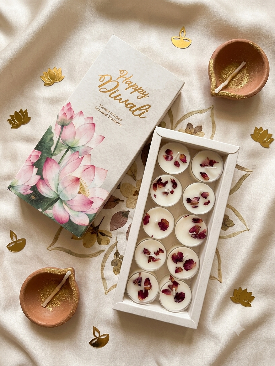 Rose - Flower Infused T-Light Candle (Set of 10)