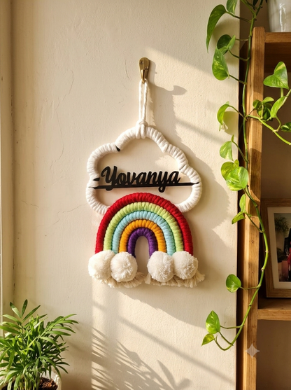 Macrame - Rainbow Nameplate / Car Charm