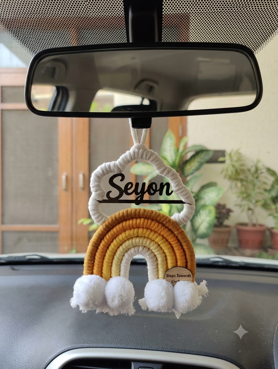 Macrame - Rainbow Nameplate / Car Charm