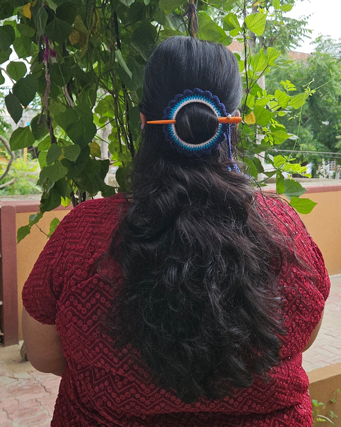 Crochet Hair Bun Stick - Evil Eye