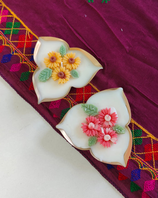 Tri-Deep Urli Candle - Mini Daisy/Sunflower Design (Set of 2)