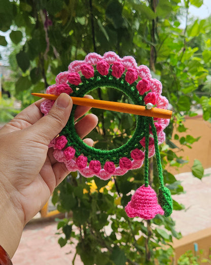 Crochet Hair Bun Stick - Tulip