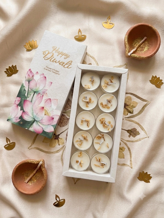 Jasmine - Flower Infused T-Light Candle (Set of 10)