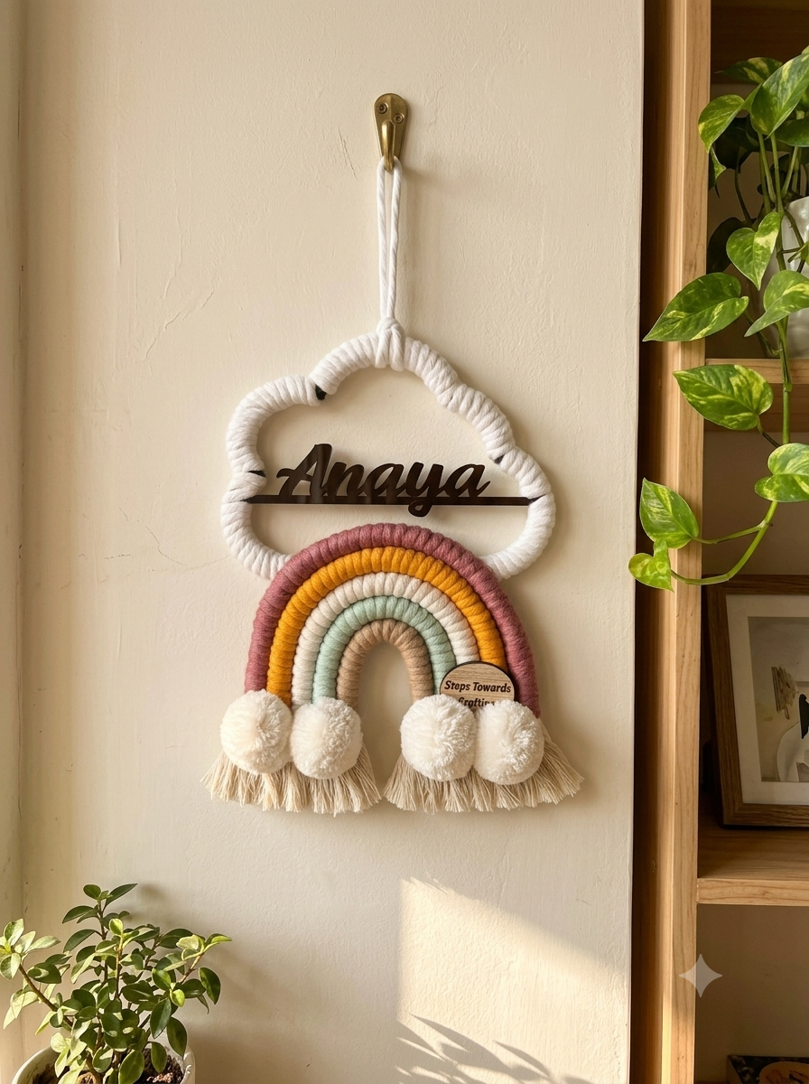 Macrame - Rainbow Nameplate / Car Charm