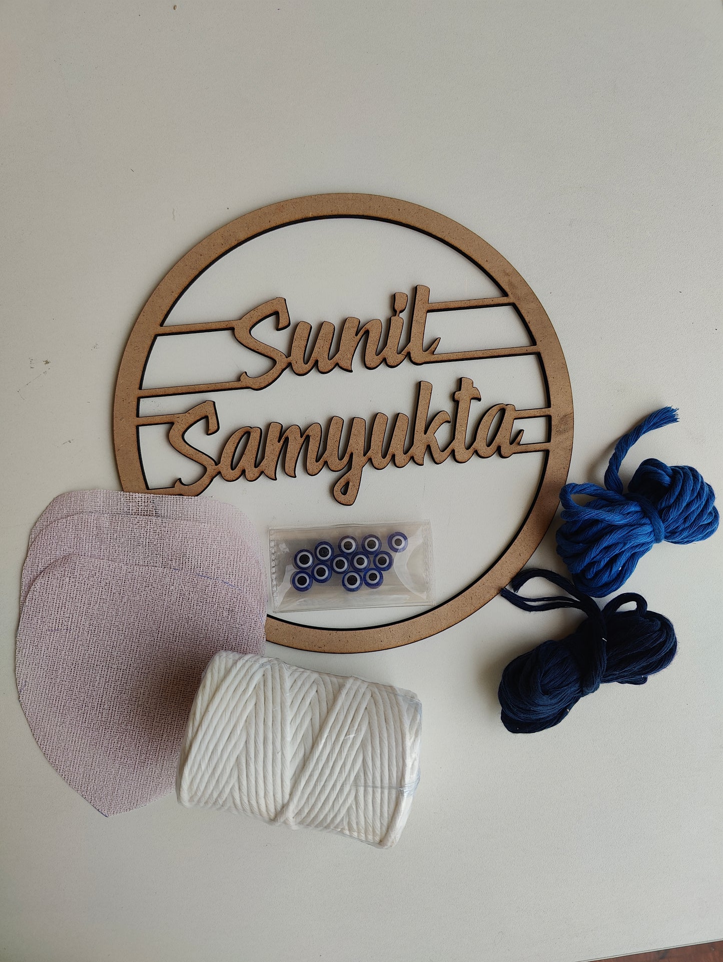 DIY Kit - Macrame Mandala Evil eye Nameplate