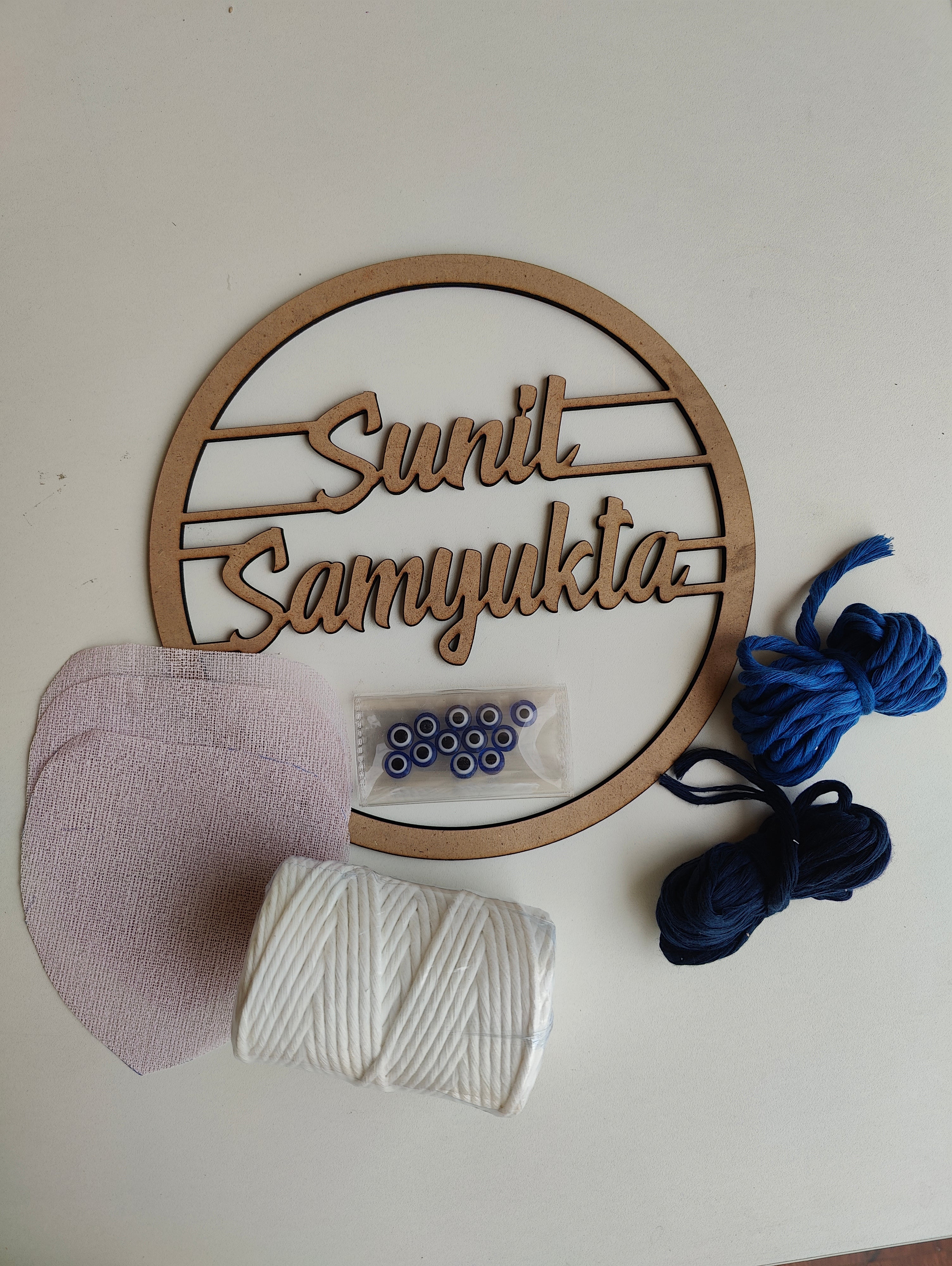 DIY Kit - Macrame Mandala Evil eye Nameplate