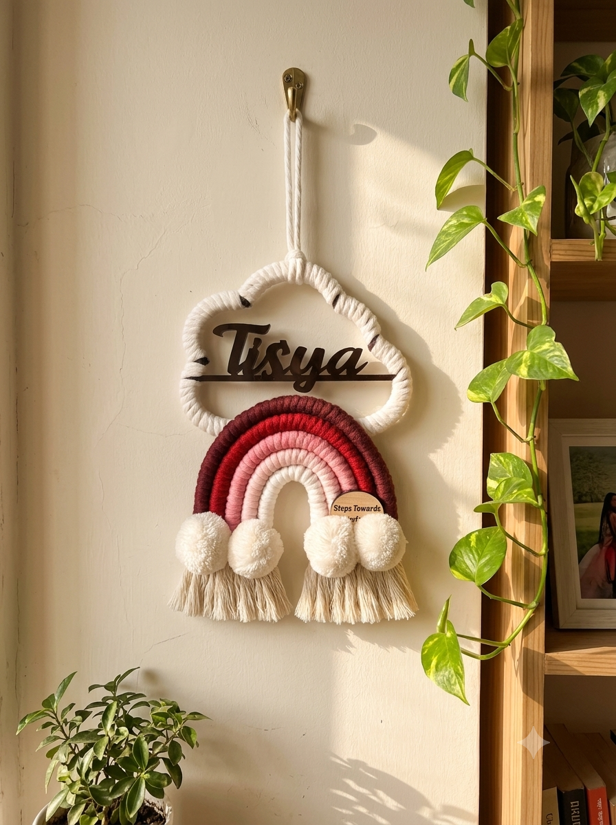 Macrame - Rainbow Nameplate / Car Charm