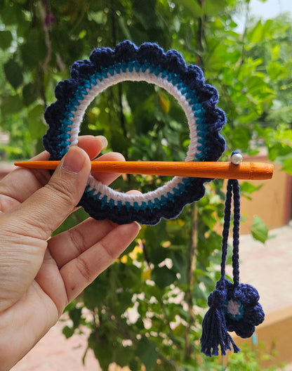 Crochet Hair Bun Stick - Evil Eye
