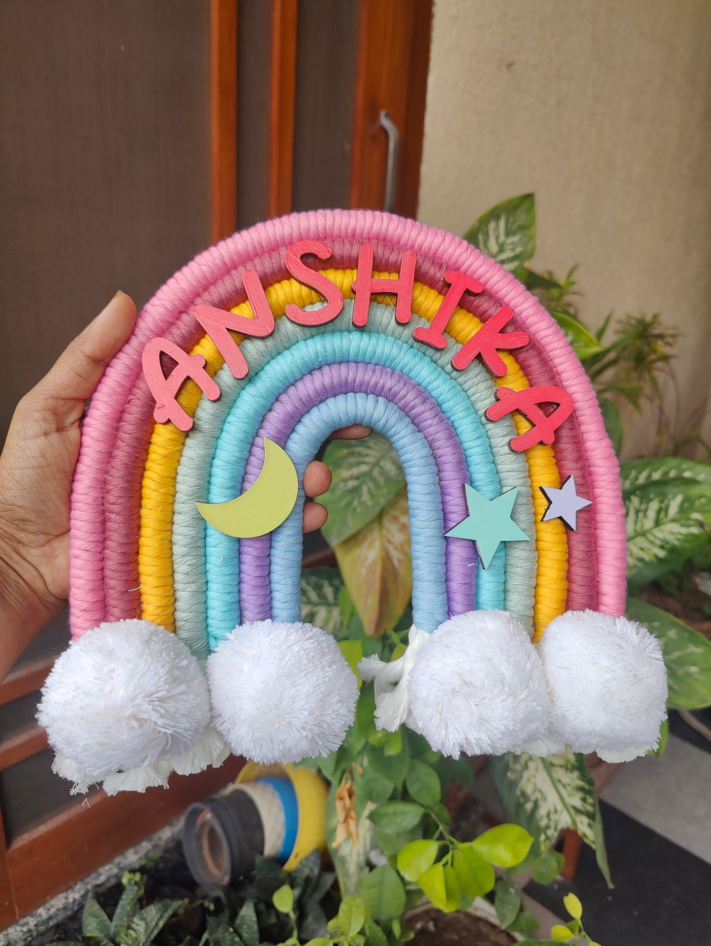 Macrame Nameboard - 7 Layer Rainbow