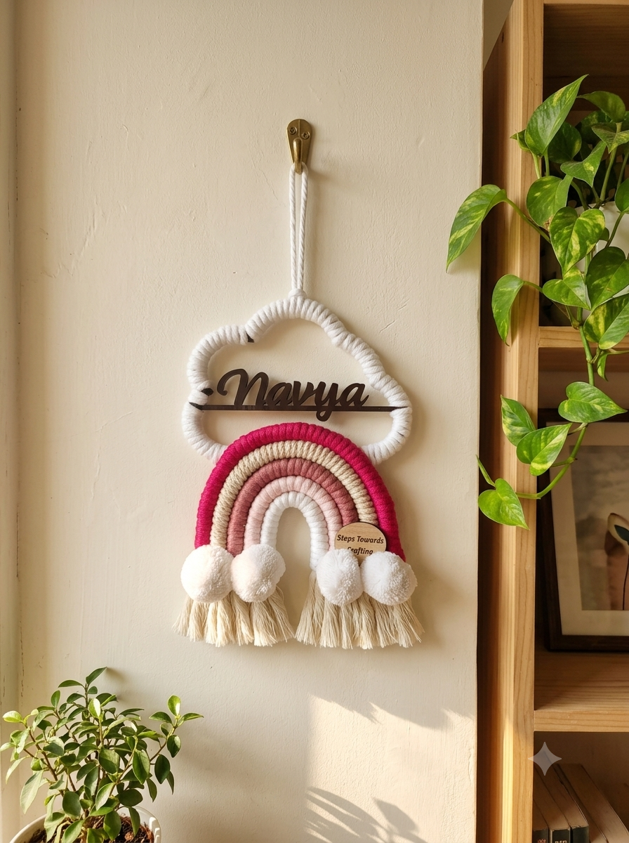 Macrame - Rainbow Nameplate / Car Charm